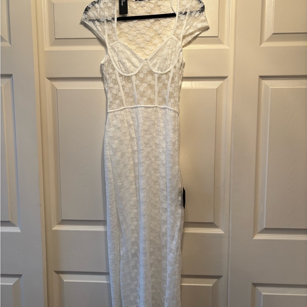 Lulu's Ivory Floral Lace Dress